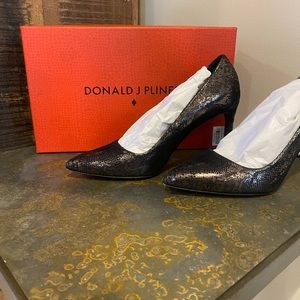 Black snake skin high heels